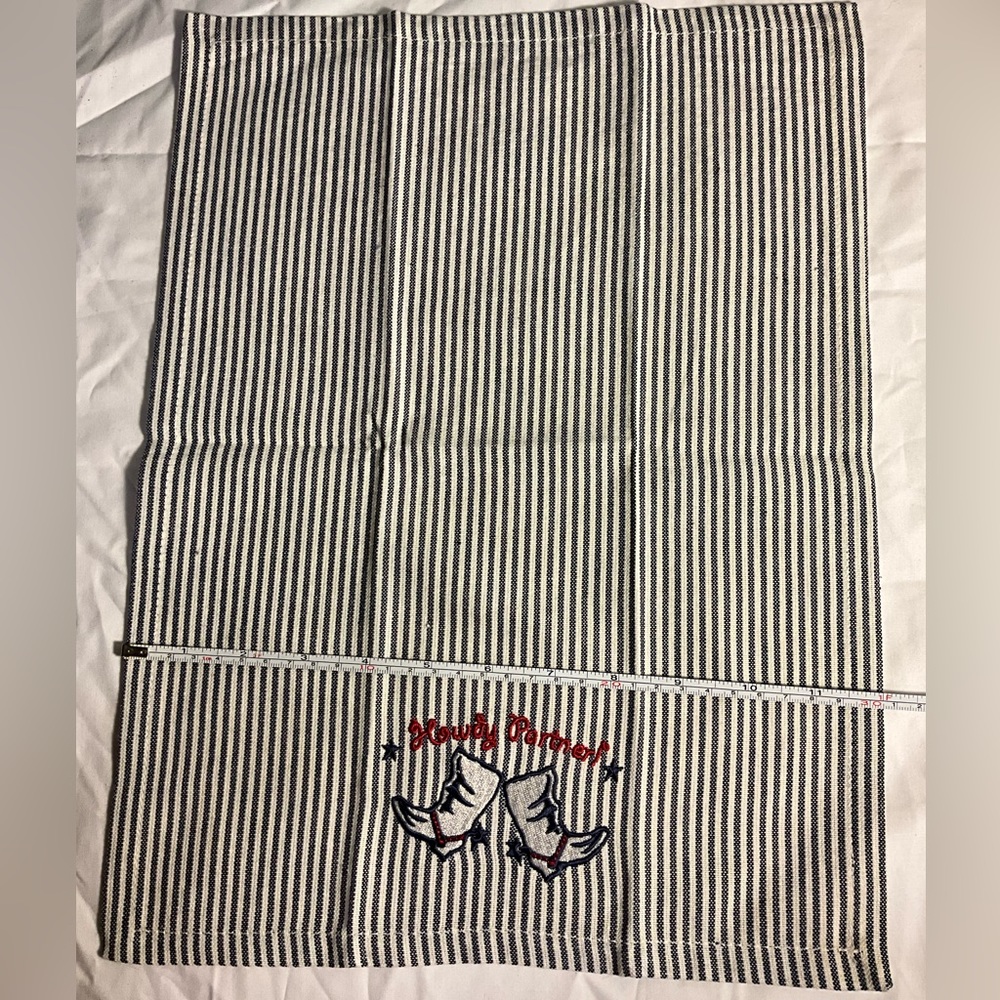 18 Navy & White Striped Napkins/ Kitchen Towels/Party Embroidered "Howdy Partner - Picture 4 of 4